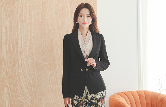 Antique Gold Button Wool Bokashi Jacket