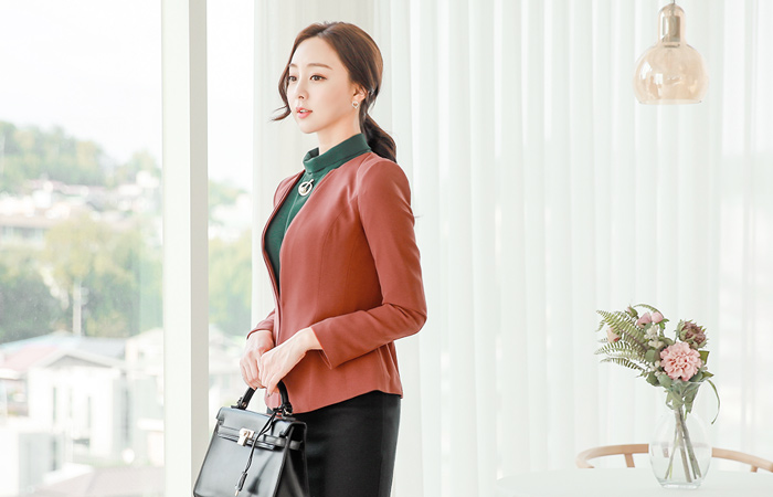 Square double No collar Jacket