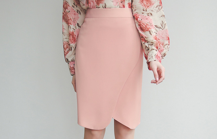 Spring Candy Unbalance Wave Slit Skirt