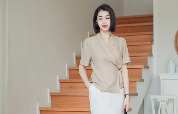 Modern Shawl Wrap Blouse