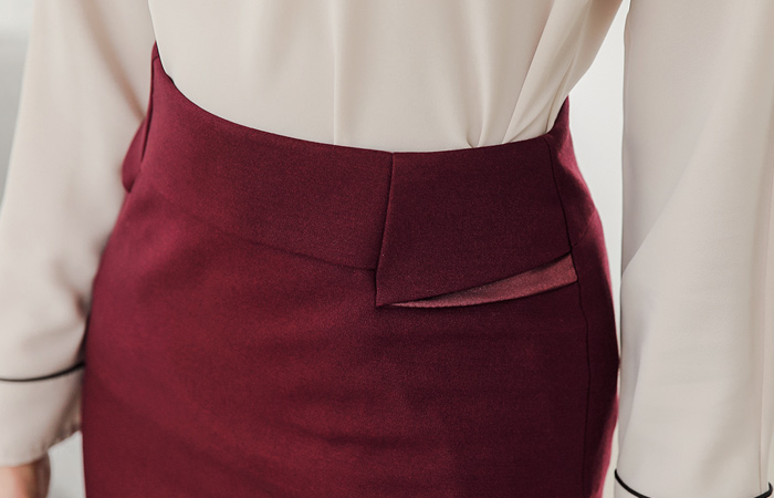Leather Color Hline Midi Skirt