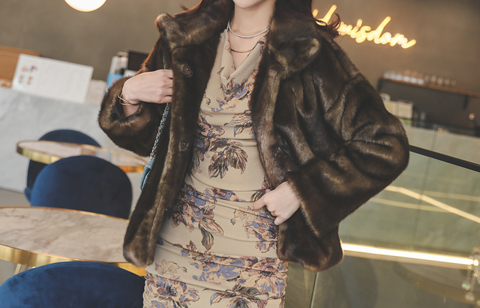 primium Eco Mink Fur High-Neck Jacket