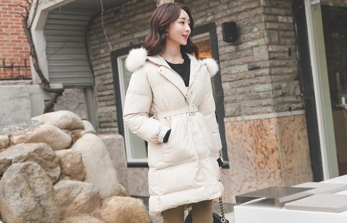 라쿤퍼 Trimming 소매스트링 Belted Wellon Padding