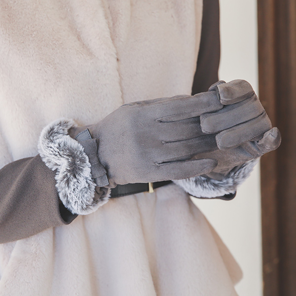 Soft bowknot Suede Gloves