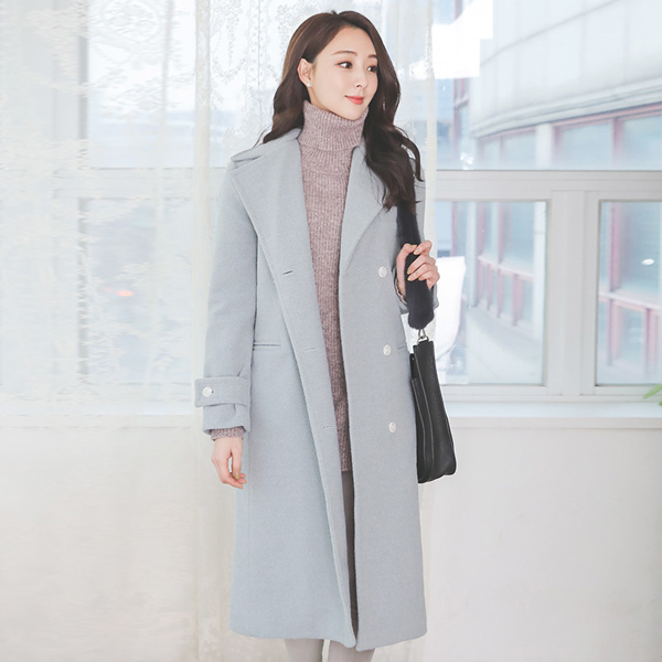Winter pastel double Quilting Wool Long coat
