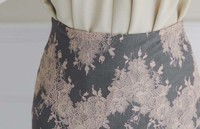 Morocco Color Combination Lace H-line Skirt