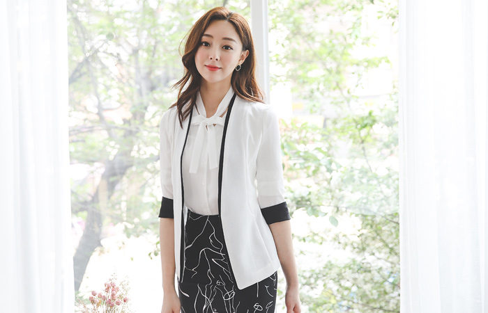 Linen Fabric Sleeves Color Combination Capri Jacket