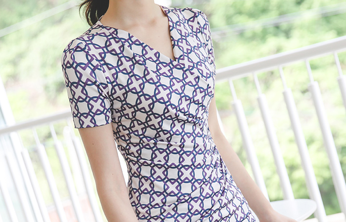 Figure Patterns Shirring Span Wrab Dress