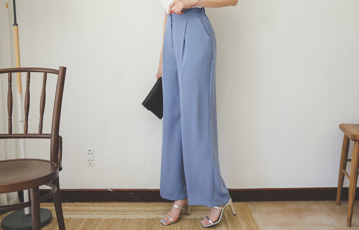Back Banding Pintuck Wide Slacks