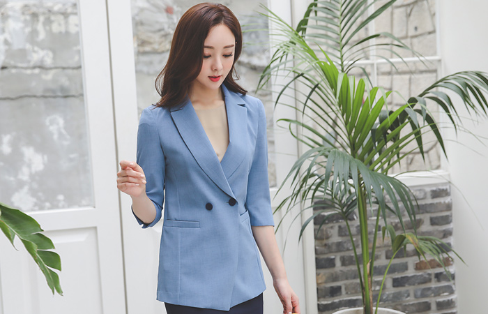 One-Button Color Combination Capri-Jacket