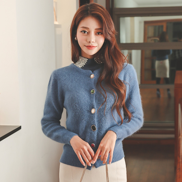 multi ruby layered Angora Cardigan