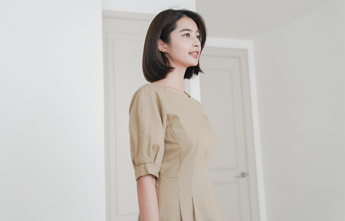 Lady Midi Flare Linen One Piece