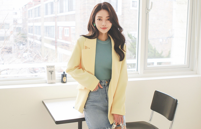 Wide Collar Double-button Spring Jacket