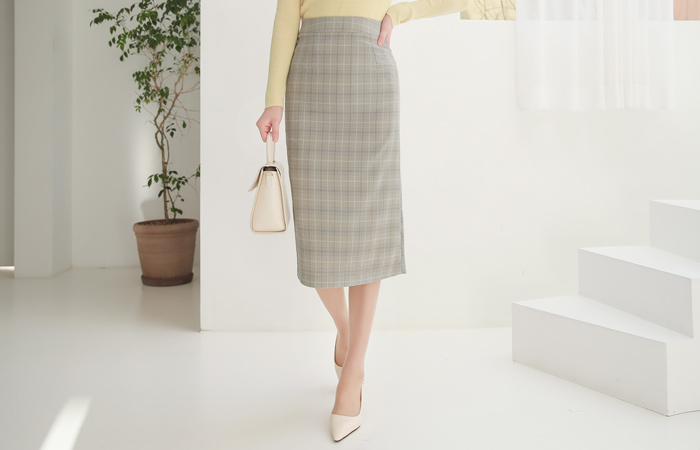 Spring Pastel Check H-line Midiskirt