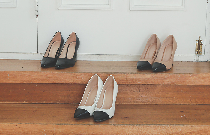 [Models wear42st]Color Combination Leather Mini Square High Heels