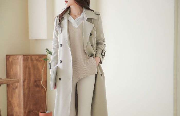 Modern Stitch Double-button Span Trench Coat