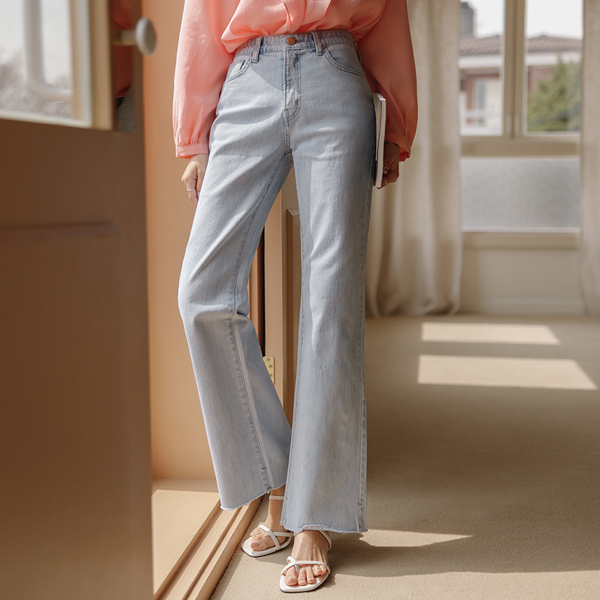 Hidden Banding Wide Denim-Pants