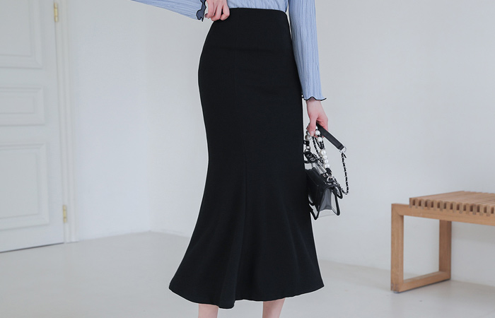 Slim Corduroy Banding Mermaid Skirt