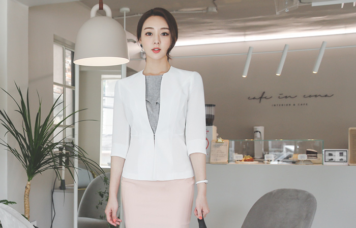 minimal Slim Round No-collar Jacket