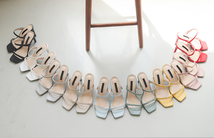 [Models wear41st]Summer Color Simple Strap Slipper Heels