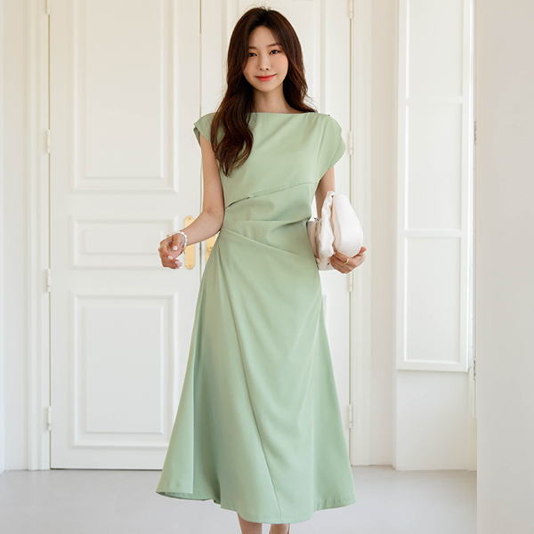 Grace Side Shirring Long Dress