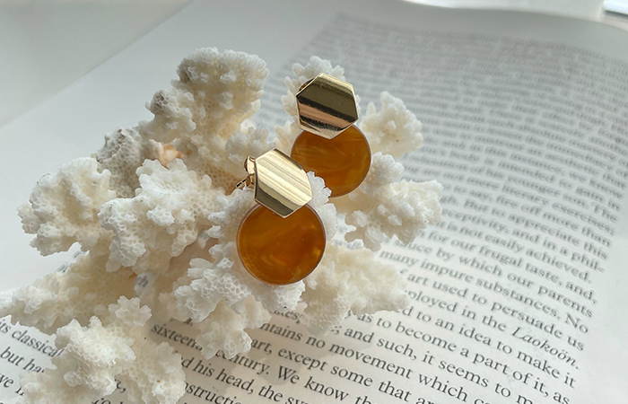 Gold Point Formica Drop Earring