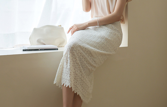 Knit Wave Punching Feminine Rong Skirt