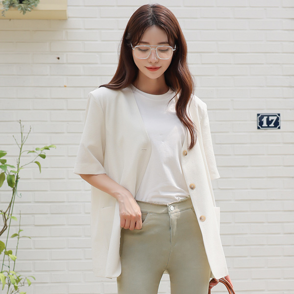 Cooling Span No-collar Boxy Harp Jacket