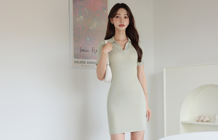 Sliming Corduroy Knit Pique Dress