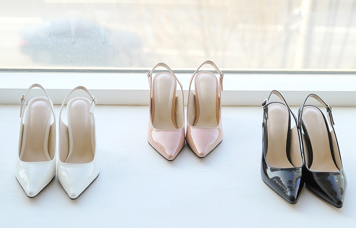 [Models wear43st]Glossy Enamel Stiletto SlingBack Heels