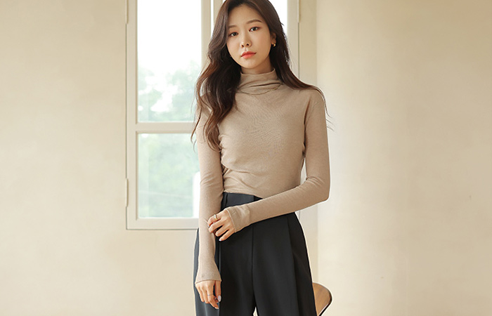 Soft Tencel wool Basic 타비 Turtleneck