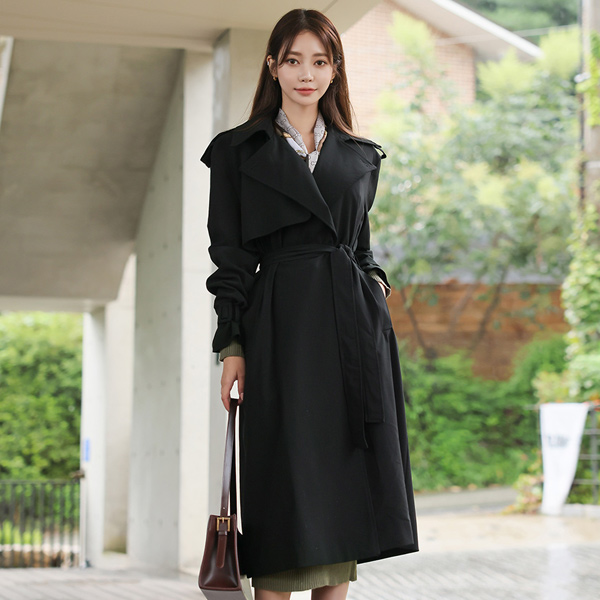 Melbourne Epaulet Gun Flap Open Long Trench Coat