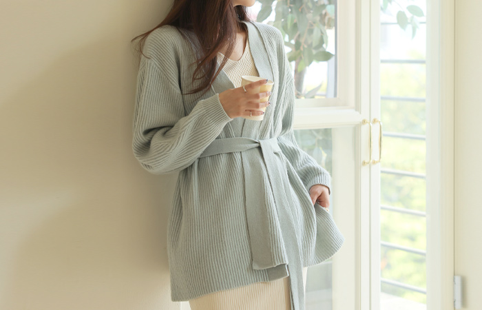 Cozy Fine Wool Open Belted Cardigan