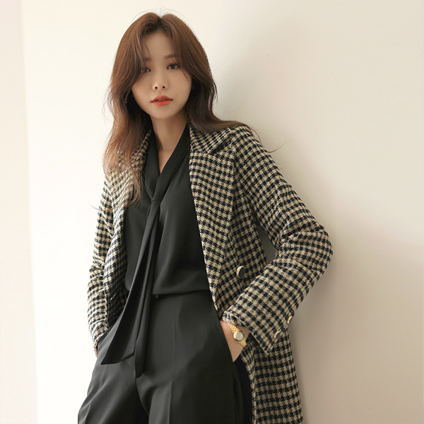 Classic Mood Check Patterns Long Coat