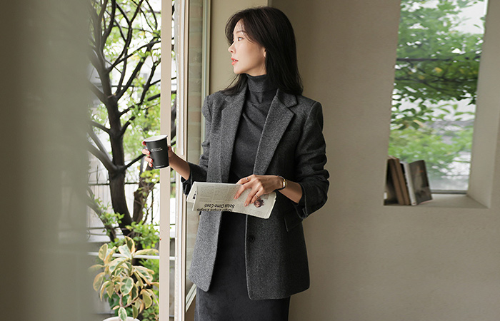 Modern Chic Tailored Collar Wool Jacket