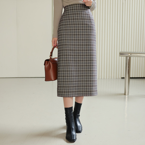 Two Tone Tartan Check Long Skirt
