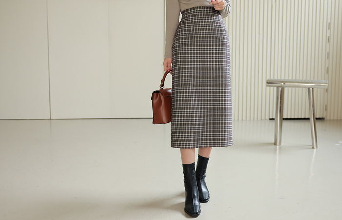 Two Tone Tartan Check Long Skirt