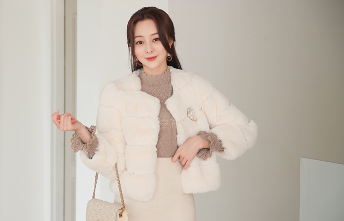 Eco Mink Fur Cutting Round Jacket