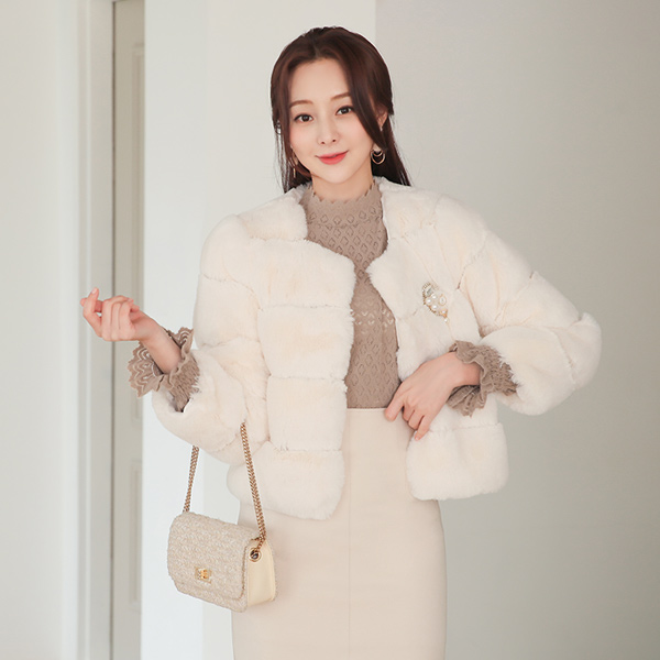 Eco Mink Fur Cutting Round Jacket