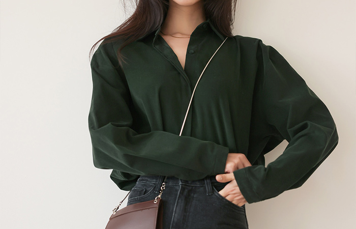 Two-way Style Corduroy Shirt Blouse