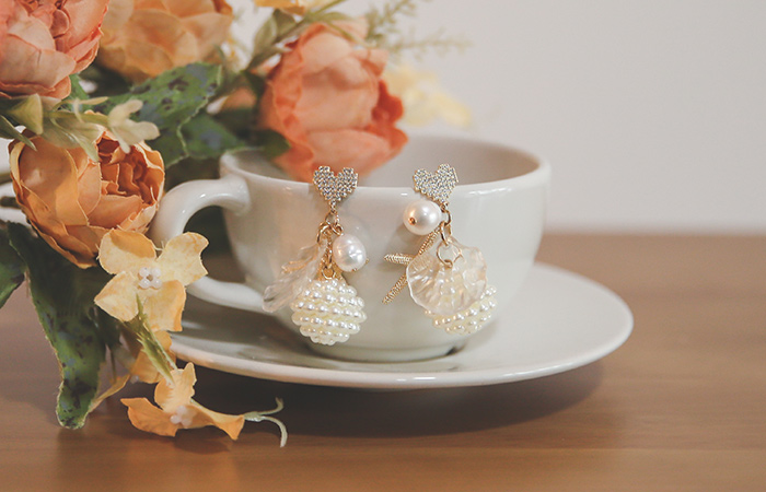Clam Pearl heart Earring