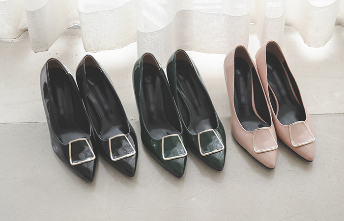 Square Gold Tip Pumps Heels