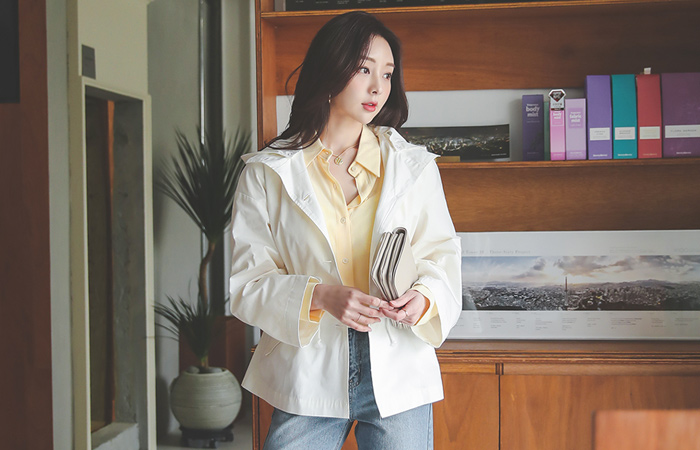 Hood Lining String Cotton Safari Jacket