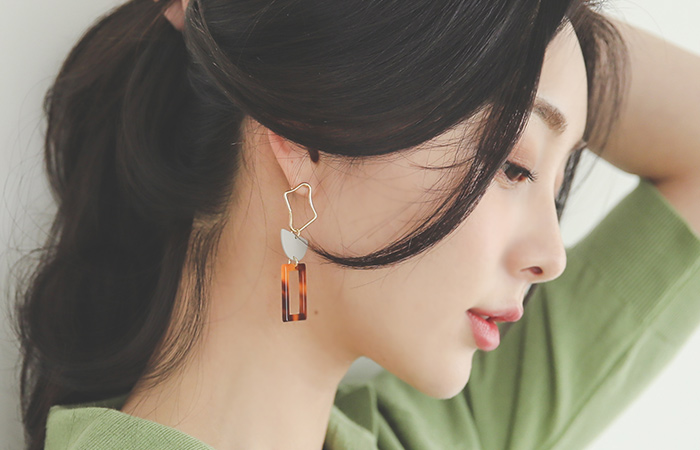 Leopard Square Half-Moon Drop Earring