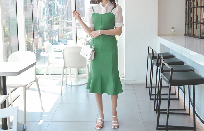 Heart-line layered Mermaid Span Dress