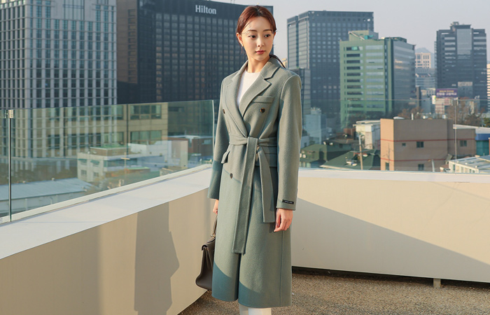 Chic Double-button Hand-Made Long Coat