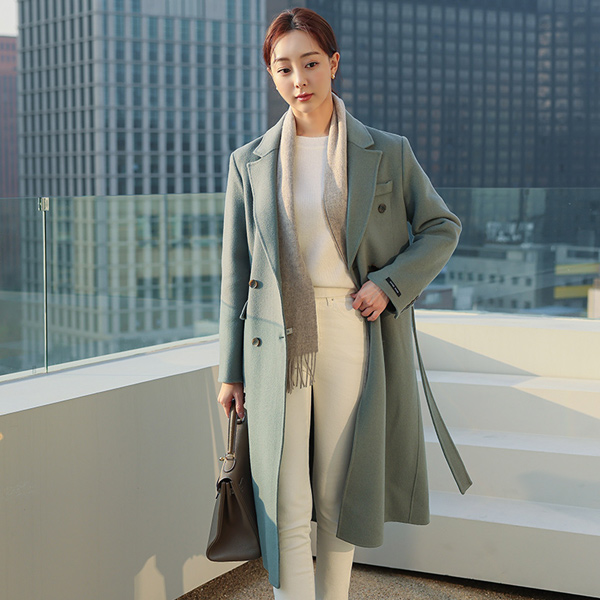 Chic Double-button Hand-Made Long Coat