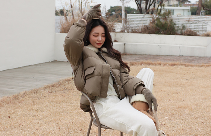 Easy Fur Collar quilting Short-Padded Jacket