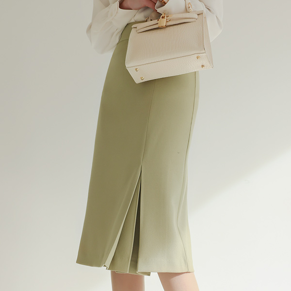 Insert Slit Pleats Skirt