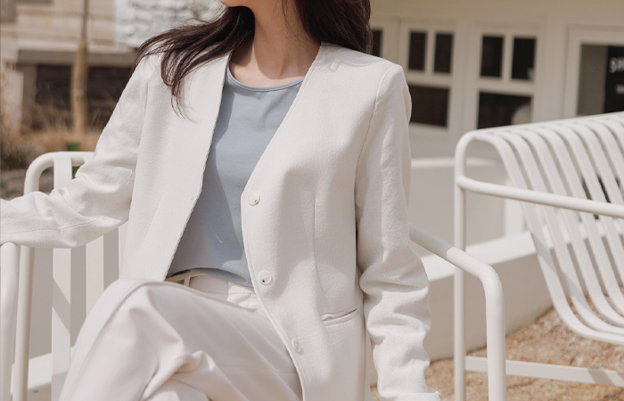 Soft Color Bio Cotton No-collar Jacket